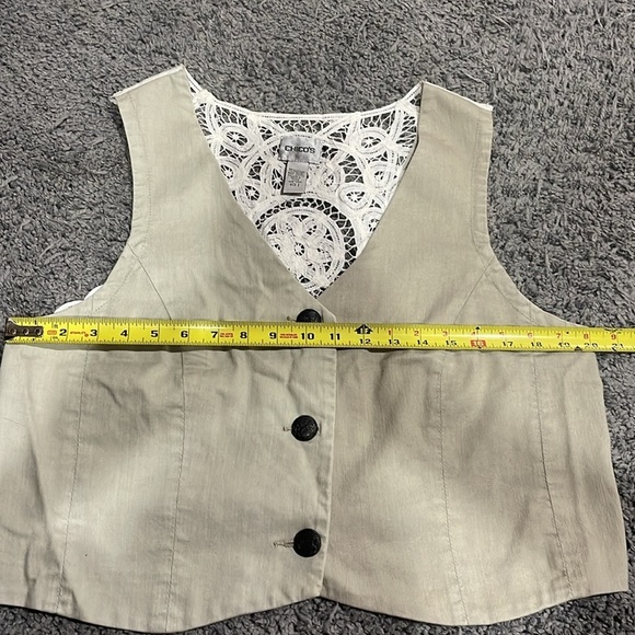 Chico’s Tan Beige Crochet Steampunk Vest Size Large - Picture 6 of 8